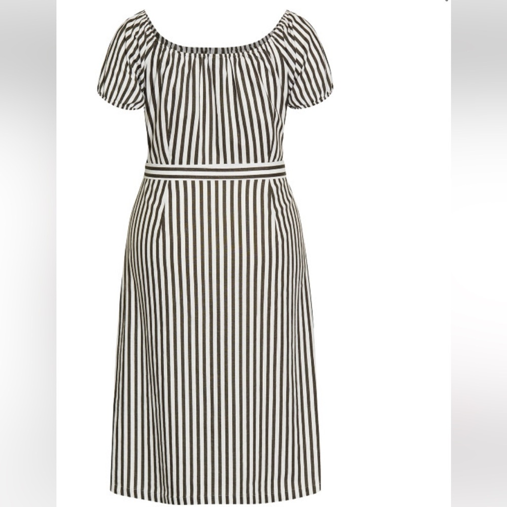 Striped Off-Shoulder Tie Waist Dress - Picture 4 of 4